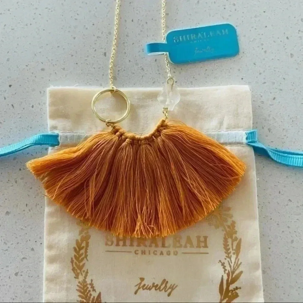 Anthropologie Shiraleah Palma Gold Fringe Crystal  necklace NWT